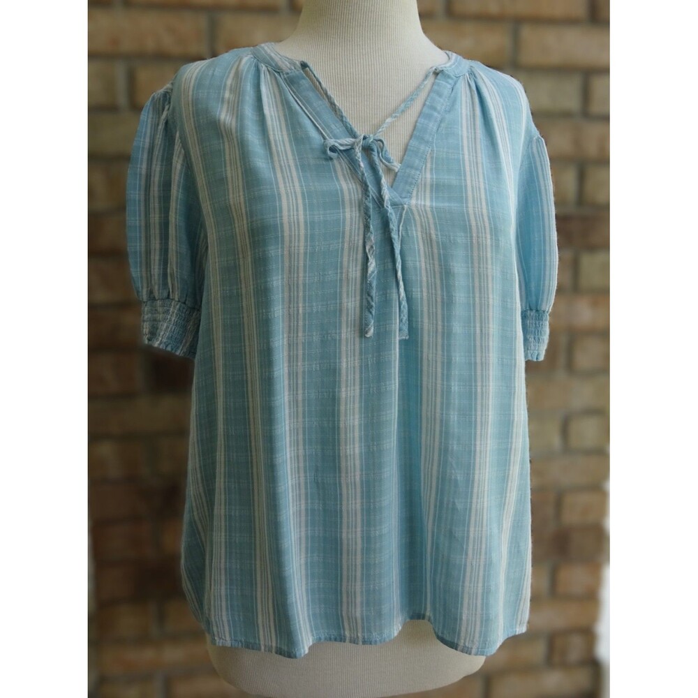 Lee Blue Striped Rayon Blouse - Size XL